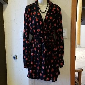 Volcome Long Sleeve Red Rose Dress